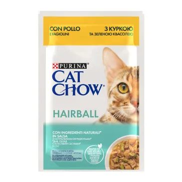Purina Cat Chow Hairball Karma Z Kurczakiem I Zieloną Fasolką W Sosie 85g