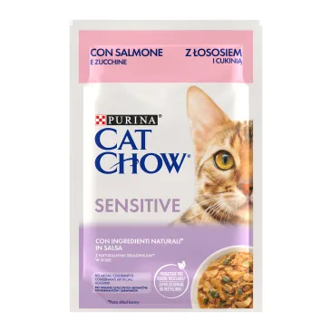 Purina Cat Chow Sensitive Karma Z Łososiem I Cukinią W Sosie 85g