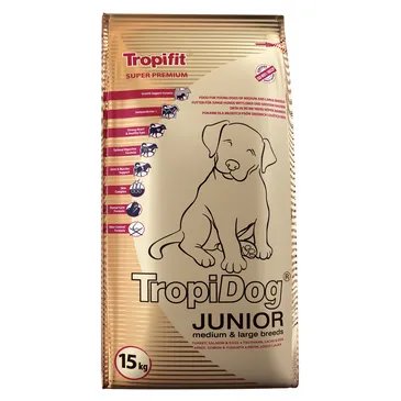 Tropidog Super Premium Junior Medium & Large Breed Z Indykiem, Łososiem I Jajkami 15kg