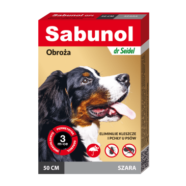 SABUNOL obroża szara przeciw pchłom i kleszczom dla psów 50cm
