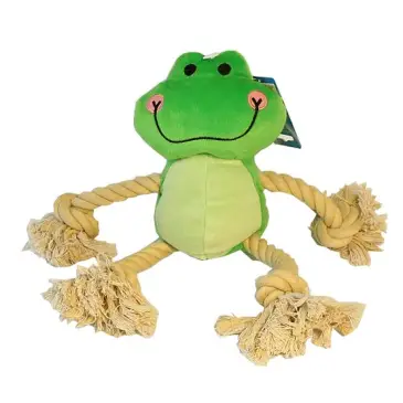 YARRO Zabawka pluszowa dla psa - wesoła żaba 36cm piszcząca -podwójny sznur [Y0008]