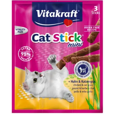 VITAKRAFT CAT STICK MINI kurczak i kocia trawa przysmak dla kota 3szt