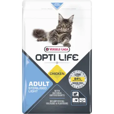 VERSELE LAGA OPTI LIFE Cat Sterilised/Light 7,5kg - karma dla dorosłych, sterylizowanych kotów [441321] 7,5kg