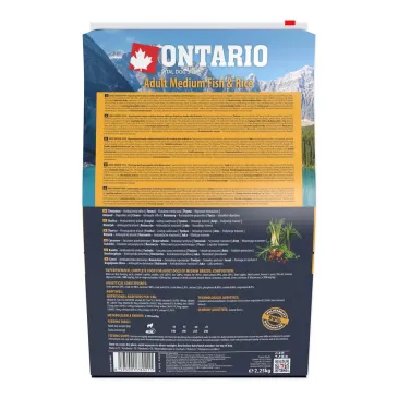 Ontario Adult Medium 7 Fish & Rice 2,25kg / Dla dorosłych psów średnich ras 7 rybami i ryżem 2,25kg (214-10675)