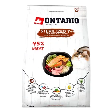 ONTARIO Cat Sterilised 7+ 2kg / Pokarm dla kotów sterylizowanych w wieku powyżej 7 lat (213-10835)