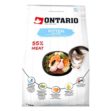 ONTARIO Kitten Salmon 2kg / Pokarm dla kociąt Łosoś (213-10075)