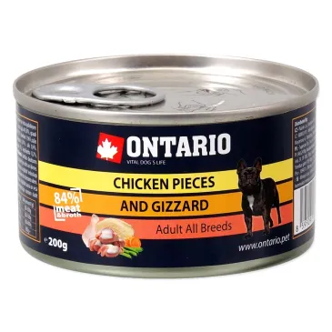 ONTARIO pierś z kurczaka z żołądkami 200g puszka dla psa (214-2002)