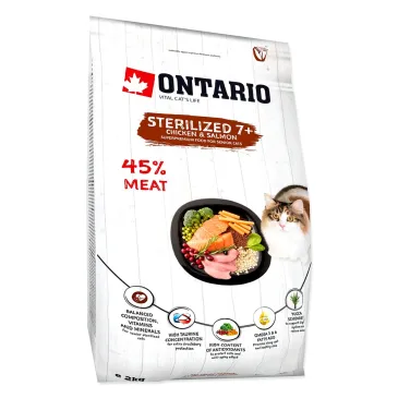 ONTARIO Cat Sterilised 7+ 2kg / Pokarm dla kotów sterylizowanych w wieku powyżej 7 lat (213-10835)