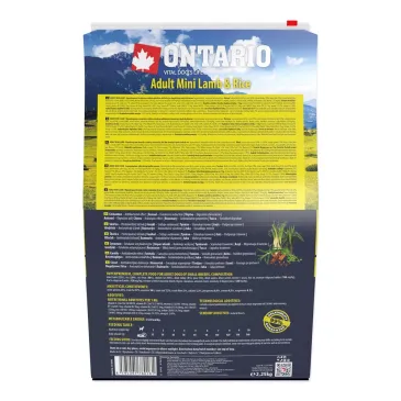 Ontario Adult Mini Lamb & Rice 2,25kg / Dla dorosłych psów małych ras Jagnięcina z ryżem 2,25kg (214-10595)