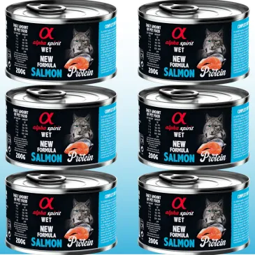 KARMA MOKRA DLA KOTA łosoś ALPHA SPIRIT PROTEIN SALMON 6 x 200G bez zbóż