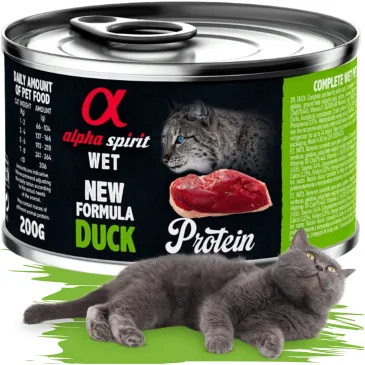 KARMA MOKRA DLA KOTA z kaczką ALPHA SPIRIT PROTEIN DUCK 200G bezzbożowa