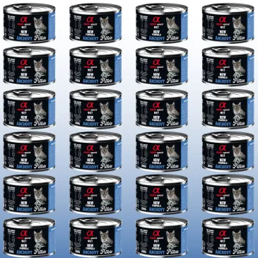 KARMA MOKRA DLA KOTA z rybami ALPHA SPIRIT PROTEIN ANCHOVY 24x200G bez zbóż