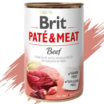 MOKRA KARMA DLA PSA Z WOŁOWINĄ BRIT PATE&MEAT BEEF 400 G z olejem z łososia
