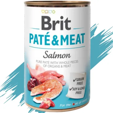 MOKRA KARMA DLA PSA Z ŁOSOSIEM BRIT PATE & MEAT SALMON NATURALNA 400 G