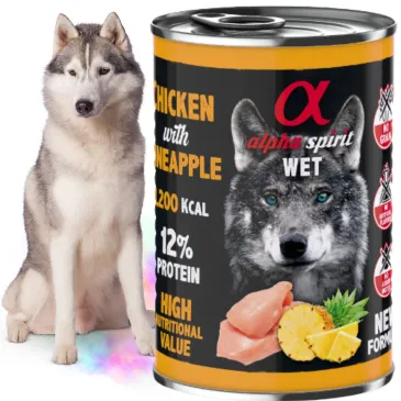 MOKRA KARMA DLA PSA KURCZAK Z ANANASEM ALPHA SPIRIT 400G BEZ ZBÓŻ I BULIONU