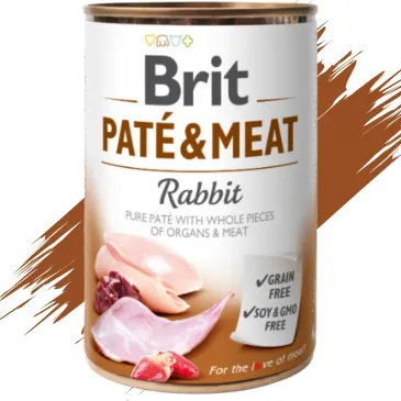 MOKRA KARMA DLA PSA Z KRÓLIKIEM BRIT PATE & MEAT RABBIT NATURALNA 400 G
