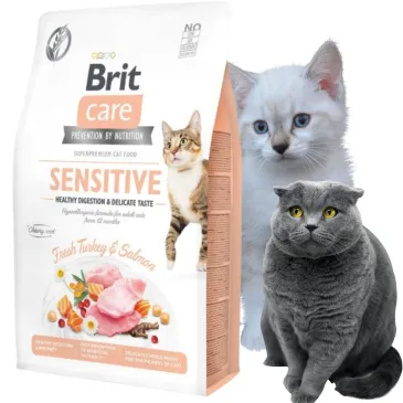 SUCHA KARMA DLA KOTA BRIT CARE CAT SENSITIVE 2KG Indyk z Łososiem bez zbóż