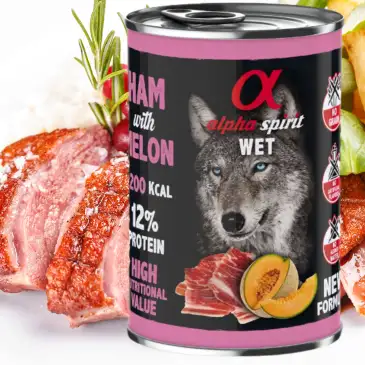 MOKRA KARMA DLA PSA ALPHA SPIRIT HAM WITH MELON szynka z melonem 400 G