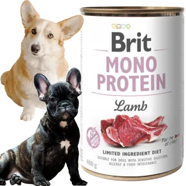 Mokra karma dla psa BRIT MONO PROTEIN LAMB 400G z jagnięciną hipoalergiczna