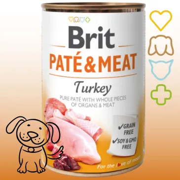MOKRA KARMA DLA PSA Z INDYKIEM BRIT PATE & MEAT TURKEY NATURALNA 400 G