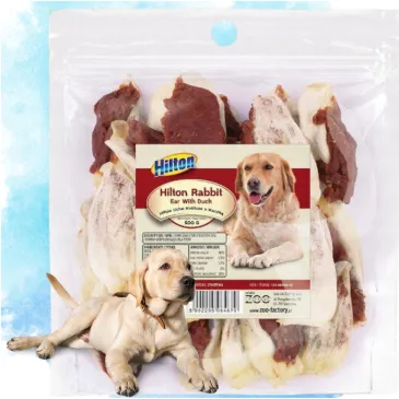 PRZYSMAKI DLA PSA UCHO KRÓLICZE Z KACZKĄ 500G HILTON RABBIT EAR WITH DACK