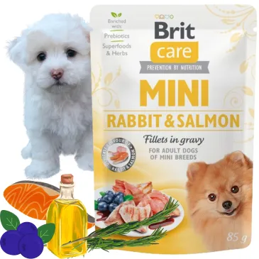 Mokra karma dla psa Brit Care Mini Rabbit Salmon filety królik + łosoś 85g