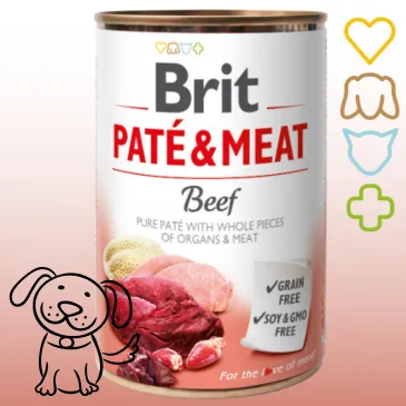 MOKRA KARMA DLA PSA Z WOŁOWINĄ BRIT PATE&MEAT BEEF 400 G z olejem z łososia