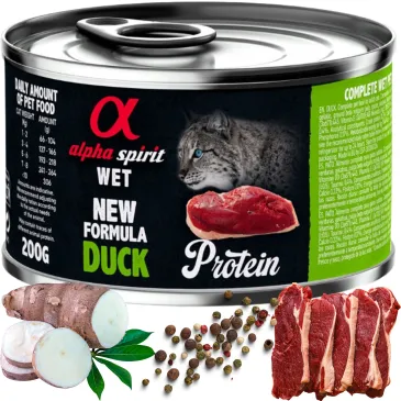 KARMA MOKRA DLA KOTA z kaczką ALPHA SPIRIT PROTEIN DUCK 200G bezzbożowa