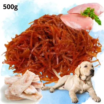 PRZYSMAKI DLA PSA PASECZKI Z KURCZKIEM I RYBĄ 500G CHICKEN AND FISH SLICE