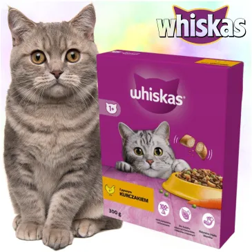 SUCHA KARMA DLA KOTA Whiskas 300g z kurczakiem BEZ KONSERWANTÓW i BARWNIKÓW