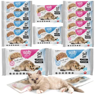 KARMA MOKRA DLA KOTA SASZETKA TUF TUF MIX SMAKÓW 40 x 100g 75% MIĘSA