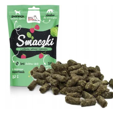 Smaczki z wołowiną, malinami i szpinakiem 80g