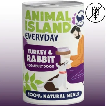 MOKRA KARMA DLA PSA INDYK KRÓLIK 400g ANIMAL ISLAND EVERYDAY BEZZBOŻOWA