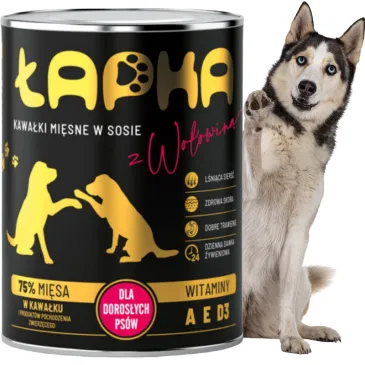 Łapka Karma mokra dla psa wołowina 415g
