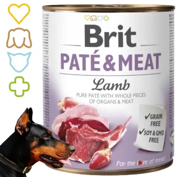 Mokra Karma Dla Psa z jagnięciną Brit Pate & Meat Lamb 800g bezzbożowa
