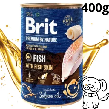 MOKRA KARMA DLA PSA Z RYBAMI BRIT PREMIUM BY NATURE 400G FISH & FISH SKIN