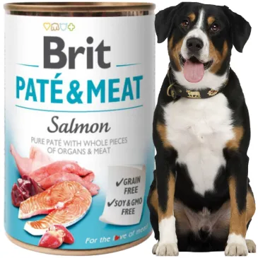 MOKRA KARMA DLA PSA Z ŁOSOSIEM BRIT PATE & MEAT SALMON NATURALNA 400 G