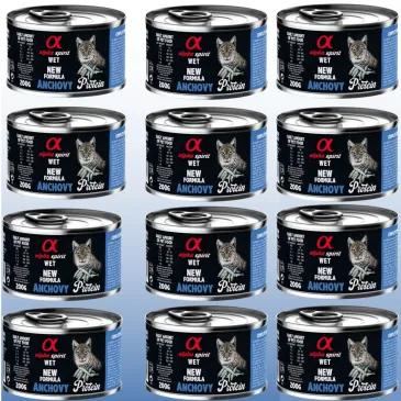 KARMA MOKRA DLA KOTA z rybami ALPHA SPIRIT PROTEIN ANCHOVY 12x200G bez zbóż