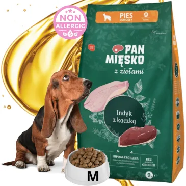 SUCHA KARMA DLA PSA INDYK Z KACZKĄ I ZIOŁAMI PAN MIĘSKO NA ALARGIĘ M 3KG
