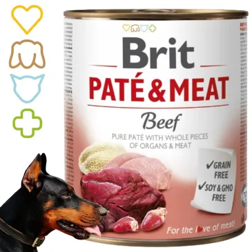 Mokra Karma dla Psa Wołowina 800g Brit Paté Meat Beef bezzbożowa na alergie