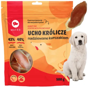 PRZYSMAK DLA PSA MACED UCHO KRÓLICZE + KURCZAK 500G USZY NATURALNY GRYZAK