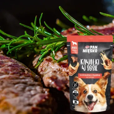MOKRA KARMA DLA PSA PAN MIĘSKO SASZETKA WOŁOWINA KOZINA 150G BEZZBOŻOWA