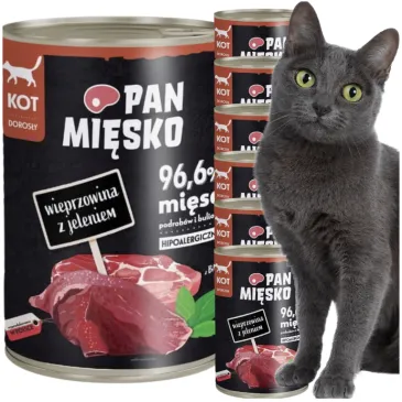 KARMA MOKRA DLA KOTA PAN MIĘSKO WIEPRZOWINA + JELEŃ 6x 400g HIPOALERGICZNA