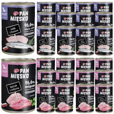 KARMA MOKRA DLA KOTA PAN MIĘSKO MIX SMAKÓW 24 x 400g HIPOALERGICZNA KOCIĘTA