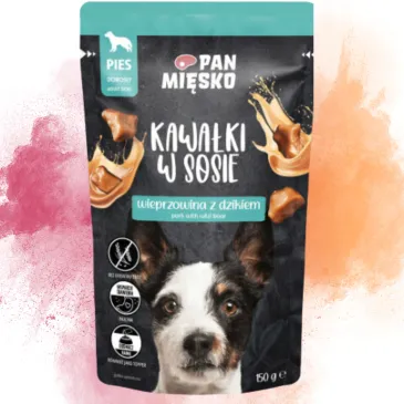 MOKRA KARMA DLA PSA PAN MIĘSKO SASZETKA WIEPRZOWINA DZIK 150G BEZZBOŻOWA