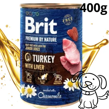 MOKRA KARMA DLA PSA INDYK WĄTRÓBKA BRIT PREMIUM BY NATURE 400G TURKEY LIVER