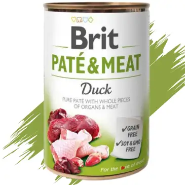 MOKRA KARMA DLA PSA Z KACZKĄ NATURALNA BRIT PATE & MEAT DUCK PUSZKA 400 G