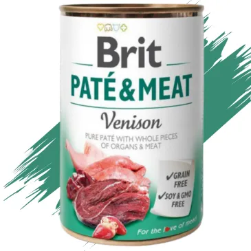 MOKRA KARMA DLA PSA Z DZICZYZNĄ BRIT PATE & MEAT VENISION NATURALNA 400 G