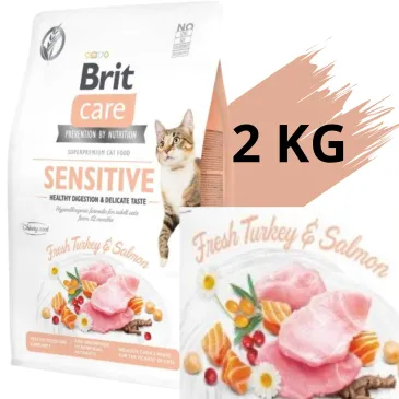 SUCHA KARMA DLA KOTA BRIT CARE CAT SENSITIVE 2KG Indyk z Łososiem bez zbóż