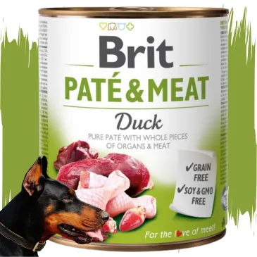 Mokra Karma dla Psa z Kaczką 800g BRIT PATE&MEAT DUCK 800G bezzbożowa